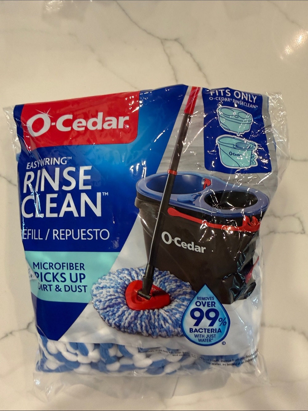 O-Cedar Rinse Clean Microfiber Mop Refill - Blue & White